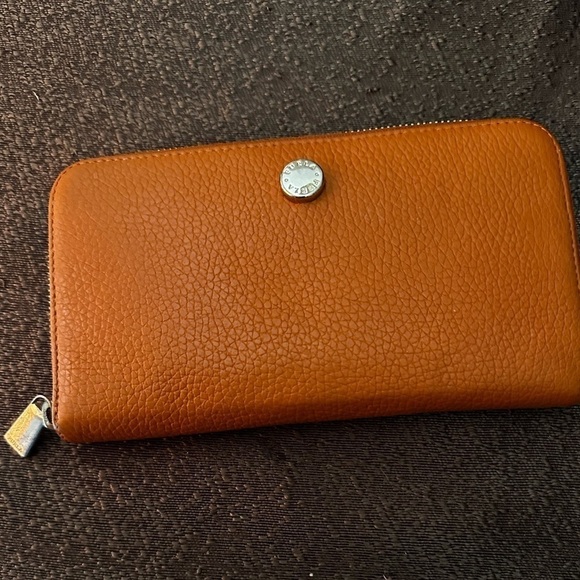 Furla Credit Card Zip Wallet Gently Preloved Tangerine Genuine Leather - Picture 9 of 13